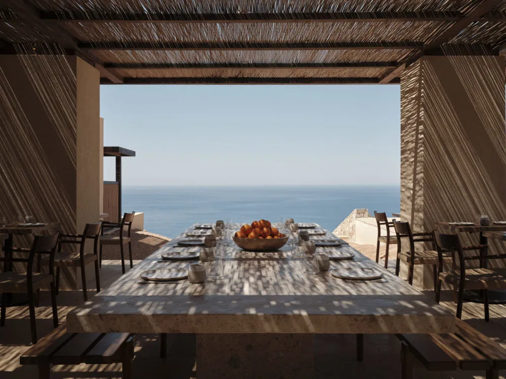 Gundari Resort Φολέγανδρος - κατασκευή Vestal Group σε ξύλο και πέτρα
